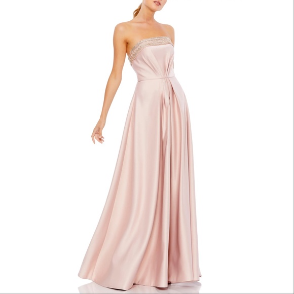 Mac Duggal Ieena 25661 Strapless Bead Trimmed Gown